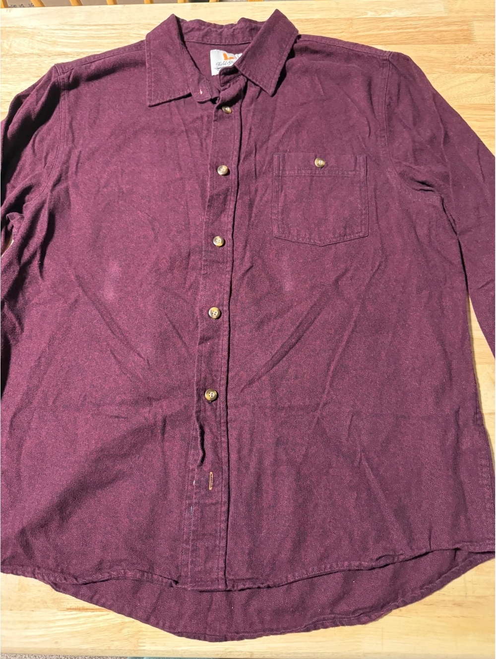 Field & Stream Men’s XL Burgundy 100% Cotton Button Down Shirt Long Sleeve